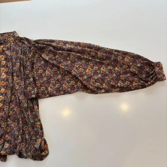 Women's Vintage Blouse Puffed Sleeves Gathered Cuffs Cottage Prairie Country L - Picture 8 of 10